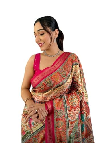Women's Premium Soft Silk Saree | Soft Silk Pashmina Kashmiri Print Saree | Elegant Traditional Wear For All Occasions