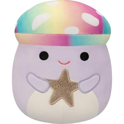 Squishmallows Original 8in Mahdi The Tie-Dye Purple Mushroom Holding Gold Star – Official Jazwares Plush (Little)