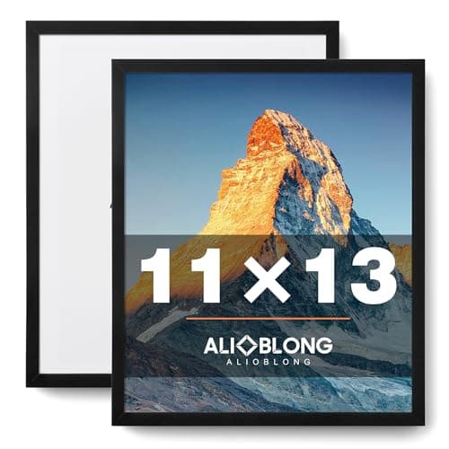 ALIOBLONG 11x13 Picture Frame Set of 2,Black Photo Frame for 11x13 Without Mat,Thin Border Frame,Horizontal and Vertical Formats for Wall Mount with Shatter-Resistant Acrylic Sheet