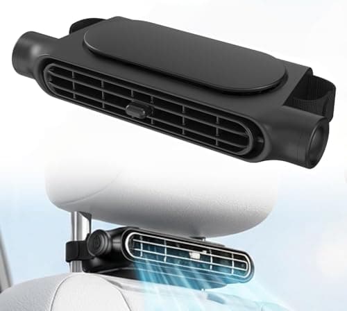 New Upgraded Car Seat Back Fan, Dual Airflow Bladeless Cooling Fan For Baby Rear Facing, 3-speed Quiet USB Backseat Headrest Fan Fits SUV Sedan Trucks, Keeps Driver, Passengers, Kids & Pets Cool