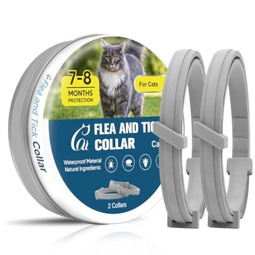Flea Collar for Cats, Cat Flea Tick Collar with Plant-Based Ingredients, Tick Collar for Cats Designed for Long-Lasting Daily Wear, Flea and Tick Collar for Cat Indoor & Outdoor Use, 2 Pack
