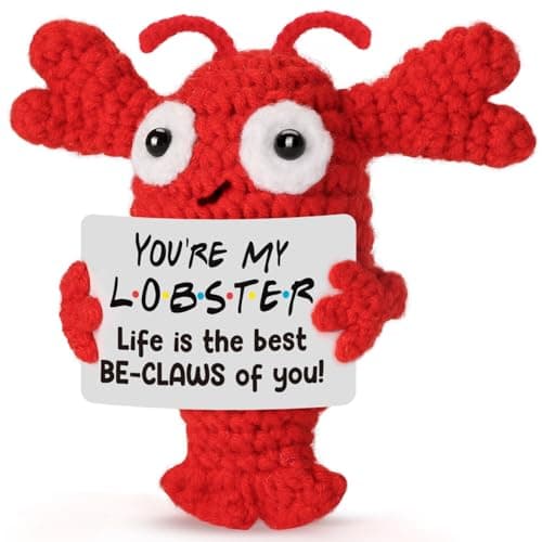 YUEYUQIU Funny Fathers Day Crochet Lobster Gifts for Husband Boyfriend - Ideal from Wife - I Love You Gift for Her Him Grilfriend Couples, Valentines Day Present for Women Men