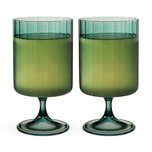 Twine Malachite Stemmed Optic ...sories, 12 oz, Set of 2, Green