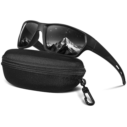 XVXV Sports Polarized Sunglasses for Men, Sun Glasses Wrap Around UV Protection for Driving Fishing Golf(black/grey)