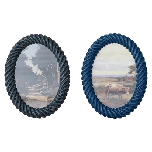 Creative Co-Op 2-Piece Oval Re...o Frame Set, Light & Dark Blue