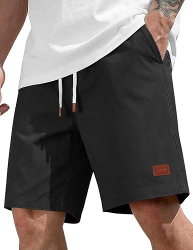 COOFANDY Mens Chino Shorts Cotton Drawstring Dress Shorts 9 Inch Inseam Relaxed Fit Stretch Casual Shorts Black $13.48