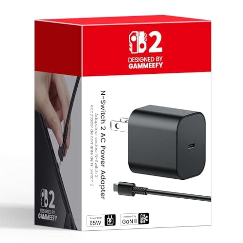 65W Switch 2 Charger with 6.6FT(2M) Cable - GaN3 AC Power Adapter for Nintendo Switch/OLED/Lite & Steam Deck/OLED, Original Quality, Supports 4K TV Mode, PD3.0 Fast Charger for PS4 Controller, Galaxy