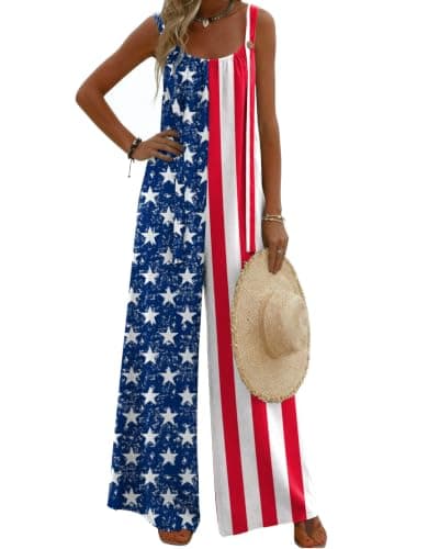 Ekouaer Women's Overalls Loose Fit Summer Boho Jumpsuits Festival Outfits