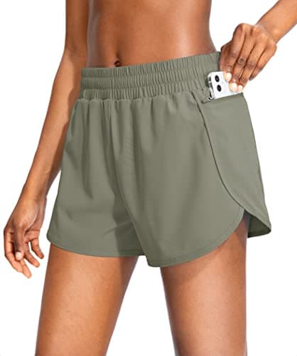 Soothfeel Women's 3" High-Waisted Running Shorts with Zipper Pockets for $15 + free shipping w/ Prime