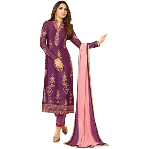 The kurti bazaar Bollywood Designer Pakistani Indian Women's Wear Shalwar Kameez Pant Dupatta Suits (US, Numeric, 36, Regular, Regular, Purple)
