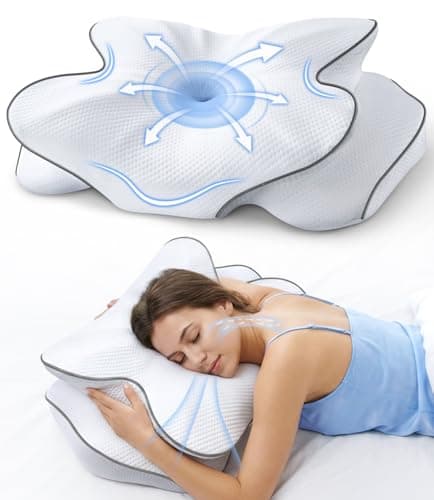 AZBESTPRO Memory Foam Cervical Pillow for Neck Support & Pain Relief, Butterfly Ergonomic Design – 24×15.75×5.7 Inches, Removable 100% Polyester Pillowcase, Suitable for Side & Back Sleepers (Grey)