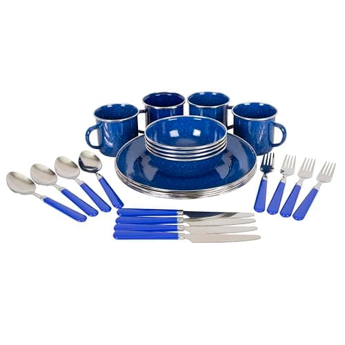 Stansport Deluxe 24-Piece Enamel Tableware Set - Blue (11220) $24