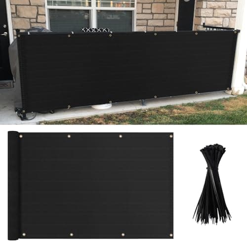 4'×10' Black Balcony Privacy Screen Fence Cover UV Protection Weather Resistant Waterproof for Apartment Balcony Outdoor Patio Backyard Porch Railing Deck with 100pcs Zip Ties