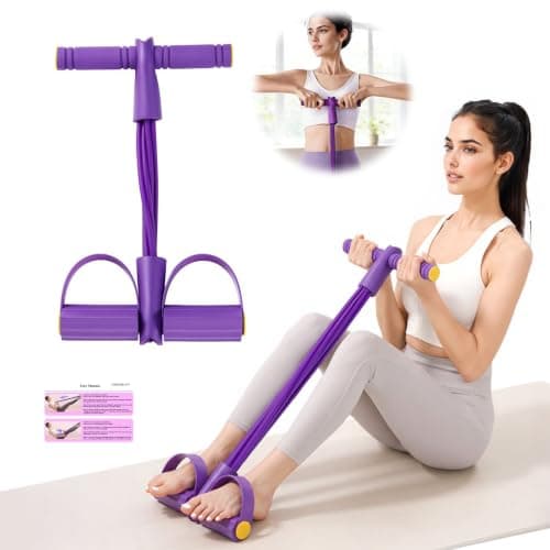 Pedal Resistance Band with Handles,6/8/10 Tube Stretch Band, Fitness Shaping Yoga Exercise Equipment, Natural Rubber Tension Rope, for Abdominal, Leg, Arm, Back Slimming Training (8-Tube)