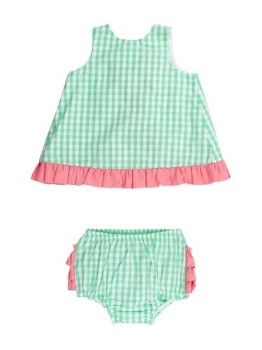 RuffleButts Baby/Toddler Girls Swing Top & Bloomer Coordinated Set - Classic Spring Bud Gingham, 0-3m