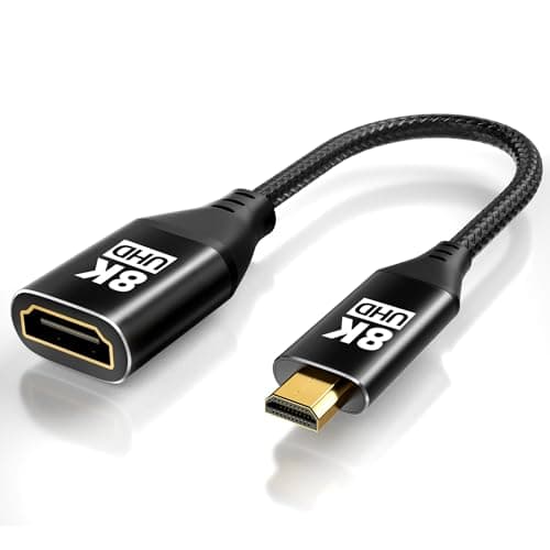 KOMGILK 8K Micro HDMI to HDMI Adapter, Micro HDMI Male to HDMI Female Cable with 8K@60Hz, 4K@120Hz HDR 3D 48Gbps High Speed, Compatible with DSLR,Projector, Tablet, Graphics Card,Camcorder