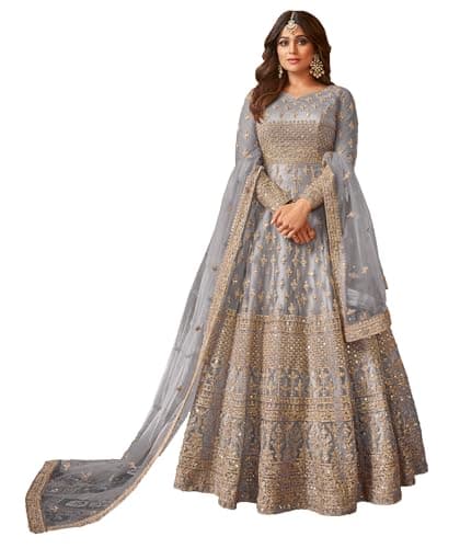 STELLACOUTURE women's indian traditional full length heavy embroidered ethnic salwar suit with dupatta (2318-O) (US, Alpha, Medium, Regular, Regular, Grey 3)