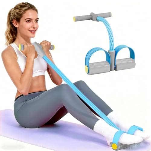 Pedal Resistance Bands with Handles, Durable 6-Tubes Multifunction Resistance Band, Natural Rubber Foot Pedal Resistance Bands, Fitness Resistance Bands for Abdomen, Waist, Arm, Leg, Pilates (Blue)