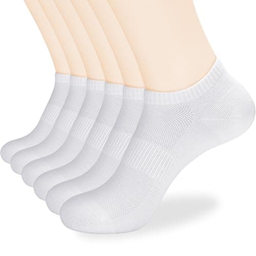 Corlap Women's Ankle Cotton Socks - No Show Low Cut Athletic Running Soft Thin White Socks 6 Pairs