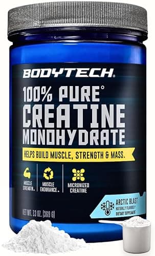 BodyTech 100% Pure Creatine Monohydrate Powder, Micronized Creatine Preworkout Supplement for Muscle Strength, Endurance & Power, Helps Build Muscle & Mass, Arctic Blast Flavor, 13 oz, 55 Servings