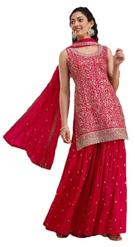 STELLACOUTURE Ready to wear salwar kameez for women, Plus size indian pakistani ethnic suit eid, wedding, party 2950-O (Red, 46)