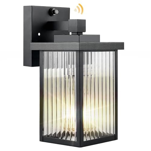 hameso Dusk to Dawn Outdoor Wall Light Fixture, Waterproof Exterior Porch Light with Tempered Glass, Wall Lantern for House Front Door Garage Patio