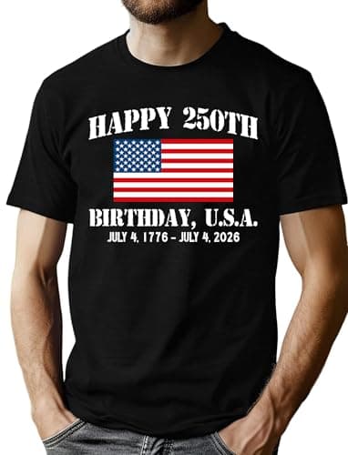 250th Anniversary USA Shirts for Men American Flag T-Shirt 4th of July Shirt 250 Years Birthday Patriotic Tops