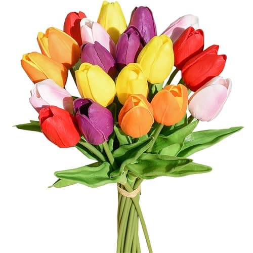 20-Piece 13.5" Mandy's Artificial Lifelike Tulip Stems Centerpiece Decor (Multi Color) $9.99 + Free Shipping w/ Prime or on $35+