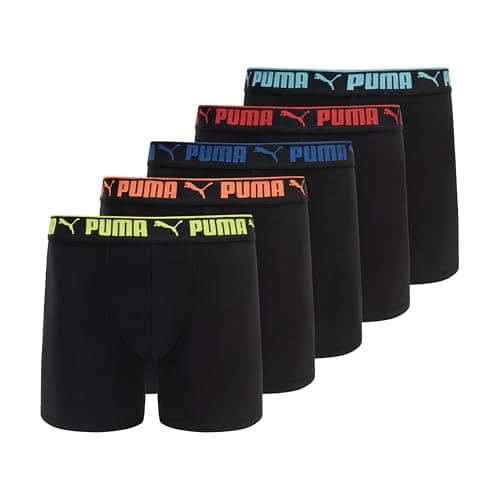 PUMA Men's 5-pack Performance Boxer Brief, Black Combo, Small