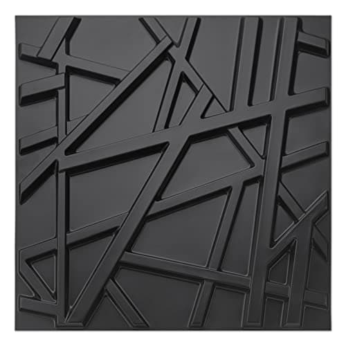 Art3d 19.7" x 19.7" (Pack of 12) Wall Panel Stripes, Black