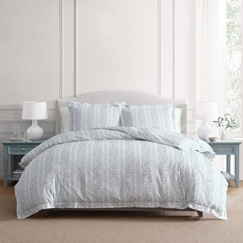 Martha Stewart - King Duvet Co...lowcases (Verbena Stripe Blue)