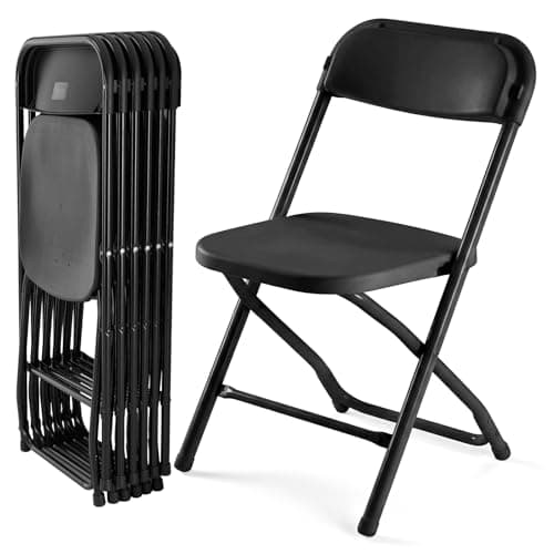 DUMOS Folding Chairs Sets of 6...Camping, Garden, Party (Black)