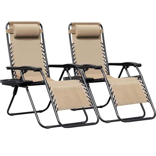 Greesum Zero Gravity Chairs Se...ays and Pillows,Cream-Coloured