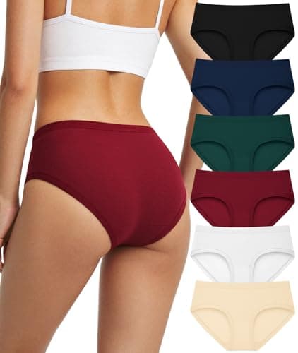 Cuweni Women's Cotton Underwear Full Coverage Soft Briefs Stretch Comfortable Low Rise Breathable Ladies Hipster Panties 6 Pack $7.98 at Cuweni via Amazon