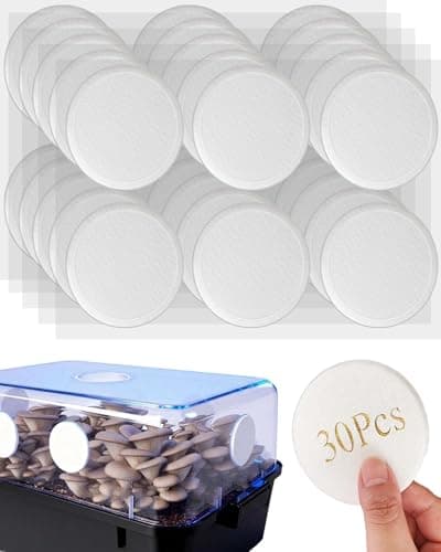30Pcs Premium Monotub Filter Disks 2.88IN, 0.078IN Thick Ultra-Breathable Synthetic Filter Patches with Strong Adhesive, for Mushroom Growing Supplies, Fits 28QT/44QT/66QT & DIY Monotubs