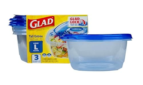 Glad GladWare Tall Entree Food...ishwasher Safe, 42 Oz, 3 Count