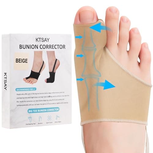 KTSAY 2PCS Bunion Corrector for Women & Men, Big Toe Straightener with Splint & Pads, Comfortable & Breathable for Day/Night Support, Hallux Valgus Pain Relief Non-Slip Socks (1, Beige)