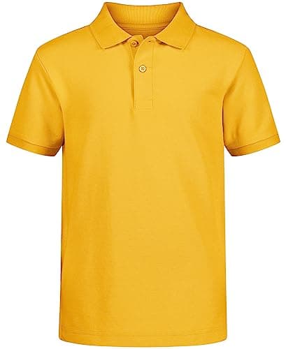 Nautica Big Boys' School Uniform Short Sleeve Pique Polo, Gold, Medium - 10/12