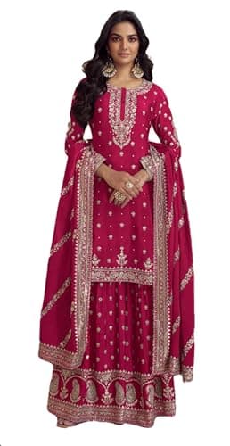 Shriva Fashion indian tradition plus size Party/Wedding Night Ready to Wear Salwar Kameez Suit for Women (2792) (Pink, 36)