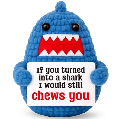 Jettryran Valentines Day Gifts for Him Her I Love You Birthday Gifts for Women Men Boyfriend Girlfriend Small Cute Love Sign Decor Handmade Crochet Shark Romantic Ideas for Wife Husband Couple