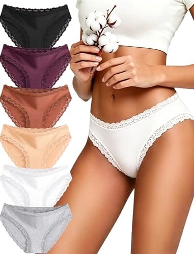 READY TO LOVE Cotton Underwear for Women Pack Lace Cheeky Bikini Panties Summer Beach Clothes Workout 80s Outfits for Postpartum Women