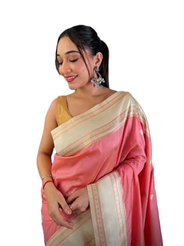Indian Women's Radiant_Soft Silk Floral Butta Saree With Unstitched Blouse Piece Partywear/Wedding/Festive Gift Item Pack Of 1 (Peach)