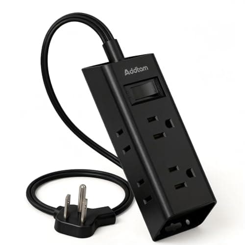 Addtam Flat Plug Power Strip with 6 Outlet Extender, 3 FT Extension Cord Flat Wall Plug with Multiple Outlets, No Surge Protector for Cruise Ship, Travel, Dorm, Home Office, Cruise Essentials, Black