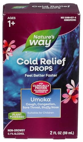 Nature's Way Umcka Cold Relief Drops, Homeopathic Cold Medicine, Shortens Duration & Reduces Severity of Cough, Congestion, Sore Throat & Hoarseness, Non-Drowsy, 2 Fl oz