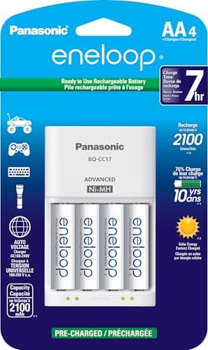 4-Pack Panasonic eneloop 2000mAh AA Rechargeable Batteries w/ Advanced Charger $17.40