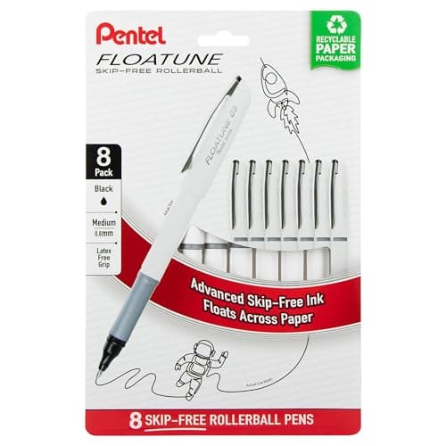 Pentel Floatune Rollerball, 0....nk, Pack of 8 pens (BY108PF8A)