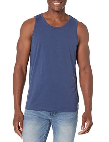 Amazon Essentials Men's Regular-Fit Sleeveless Tank Tops, Blue Heather, Large