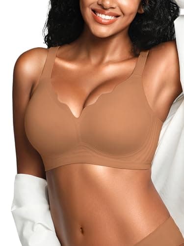 Cuteio Women's Wireless Wire-Free Bralette w/ Adjustable Straps & Medium Support (Coffee) $9.99 + Free Shipping w/ Prime or on $35+
