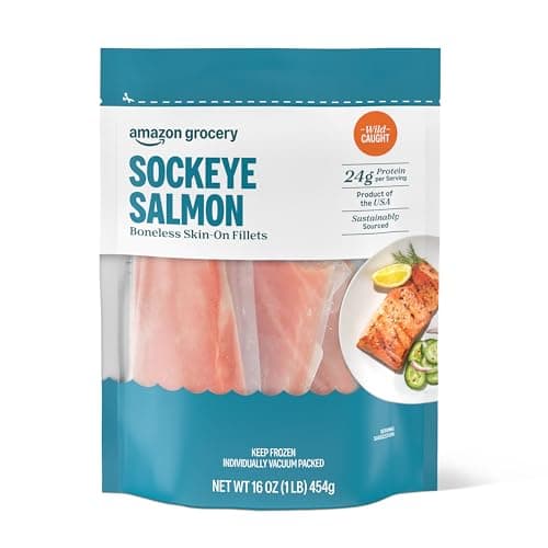 Amazon Fresh, Wild Caught Alas...n Sockeye Salmon, Frozen, 1 Lb