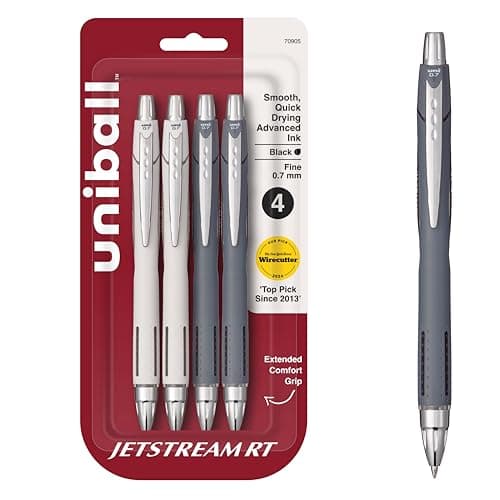 uni-ball Jetstream RT Pens - NY Times Wirecutter Best Pen for Over a Decade - Pack of 4 Black Fine Point Pens, 0.7mm~$4.35 With S&S @ Amazon